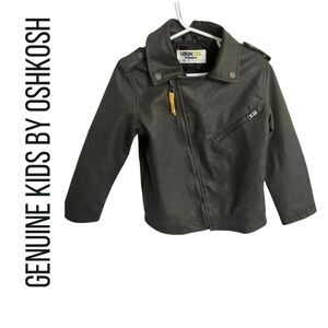 Genuine Kids from OshKosh Toddler Boys Moto Jacket Asymmetrical Zip – Black 5T